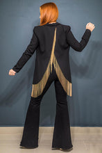 Load image into Gallery viewer, Black Blazer with Gold Strings
