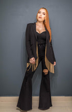 Load image into Gallery viewer, Black Blazer with Gold Strings
