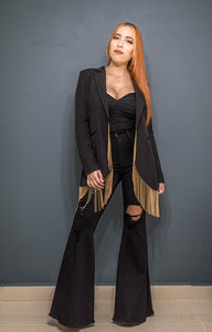 Black Blazer with Gold Strings