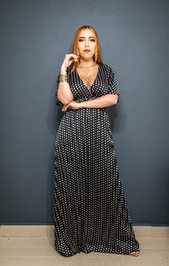 Satin Dot Maxi Dress