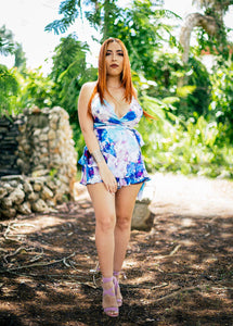 TYE DYE Blue Satin Layer Romper