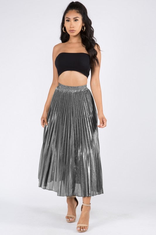 Silver Pleated Skirt